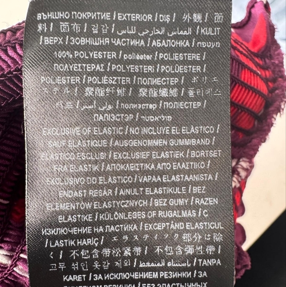 Guess Vibrant Satin Purple Red White Floral Smocked Waist Blouse Size XL - Picture 12 of 12